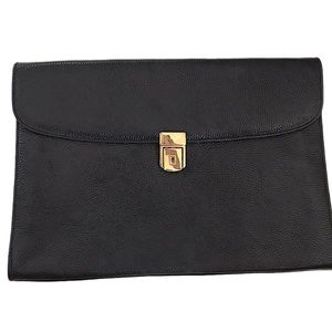 Rare Scully & Scully black 100% pebbled Leather oversized Envelope Clutch